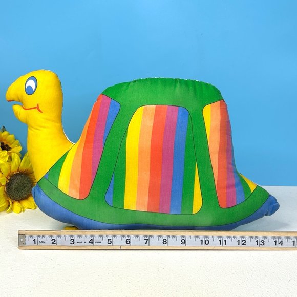 RARE Colorful Rainbow Turtle Cloth 15"x9" Plush Stuffed Animal Toy - Picture 4 of 6